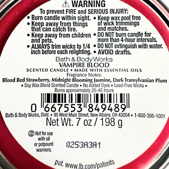 Bath and Body Works Vampire Blood Candle Single Wick NEW - Picture 7 of 8